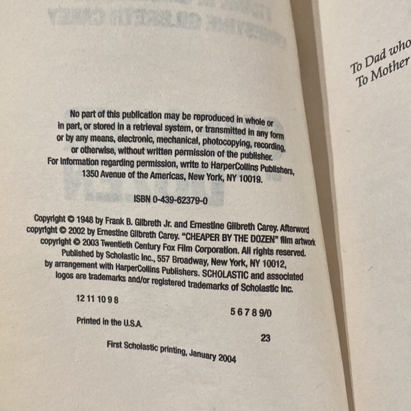 Cheaper by the Dozen - Paperback Novel - Picture 4 of 4